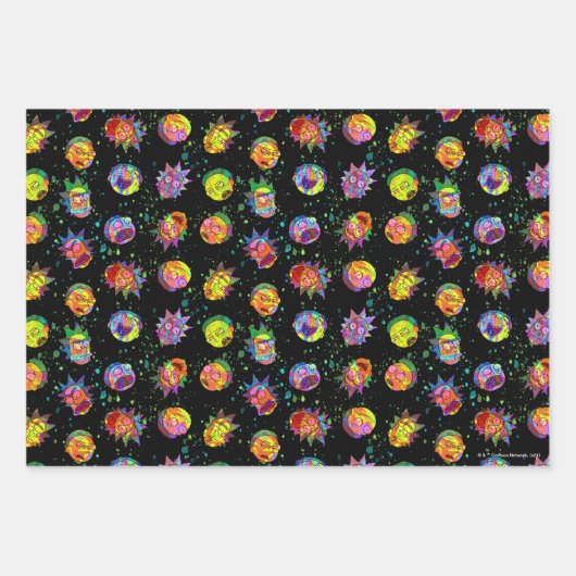 RICK UND MORTY™ | Psychedelisches Muster Geschenkpapier Set (Vorderseite)