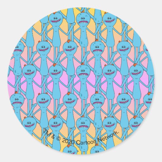 RICK UND MORTY™ | Rainbow Herr Meeseeks Pattern Runder Aufkleber (Vorderseite)