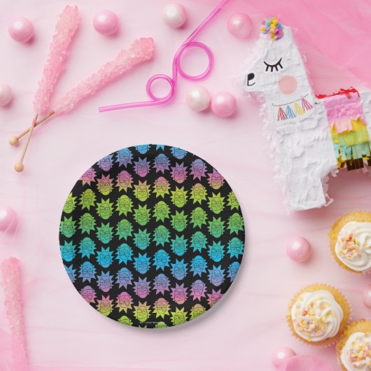 RICK UND MORTY™ | Rainbow Rick Head Pappteller (Party)