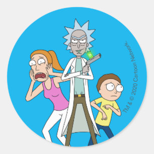 RICK UND MORTY™   Rick, Morty und Summer Runder Aufkleber