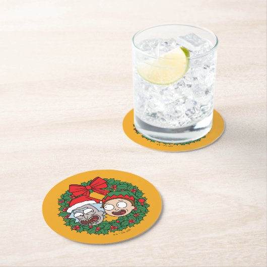 Rick und Morty | Urlaubsmuster Runder Pappuntersetzer (Vor Ort)