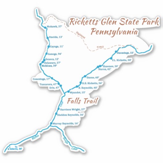 Ricketts Glen SP - Falls Trail (groß) Aufkleber (Vorderseite)