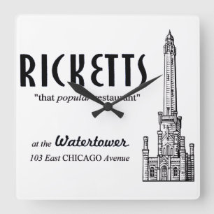 Ricketts Restaurant, Chicago, Illinois Quadratische Wanduhr