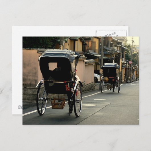 Rickshaw auf den Straßen von Kyoto in Japan Postkarte (Vorne/Hinten)