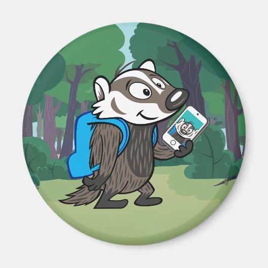 Ricky Raccoon Boomer Badger Selfie Magnet (Vorne)