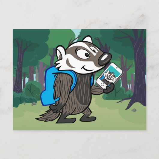Ricky Raccoon Boomer Badger Selfie Postkarte (Vorderseite)