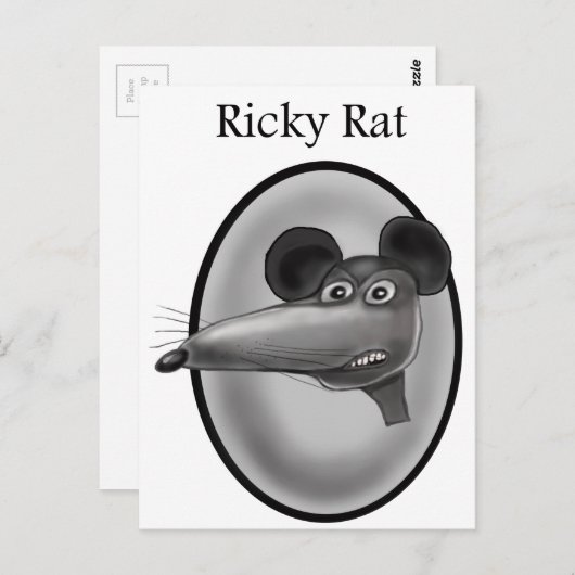 Ricky Rat Cartoon Postkarte (Vorne/Hinten)