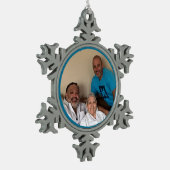 Ricky Trio Fotovorlage Schneeflocken Zinn-Ornament (Links)