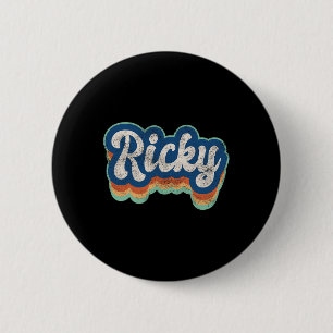 Ricky Vorname Junge Vintage-Stil 70er 80er Persona Button
