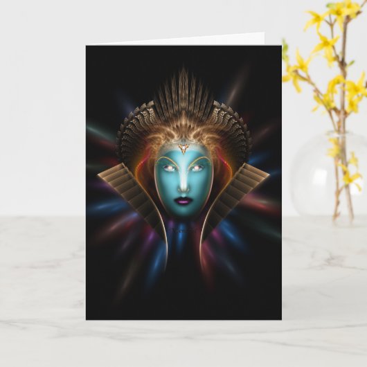 Riddian Queen Fraktal Art Grußkarte Karte (Gelbe Blume)