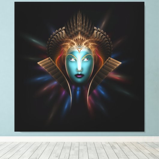 Riddian Queen Fraktal Art Wrapped Canvas Print Leinwanddruck (Insitu (Holzboden))