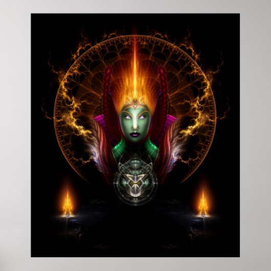 Riddian Queen of Fire Fraktal Art Poster (Vorne)