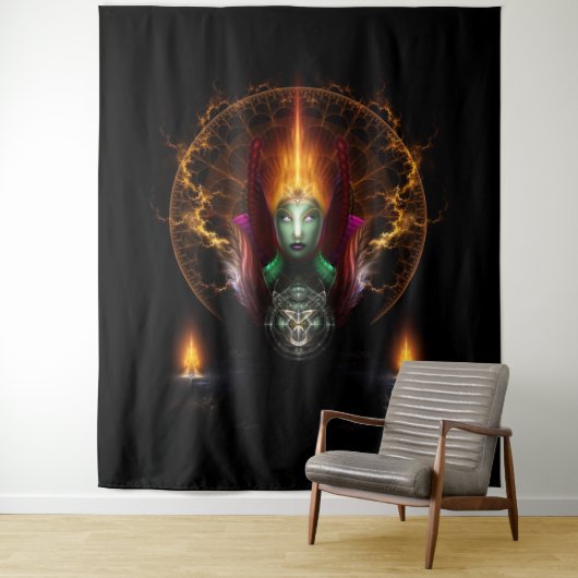 Riddian Queen of Fire Fraktal Art Wandteppich (Beispiel)