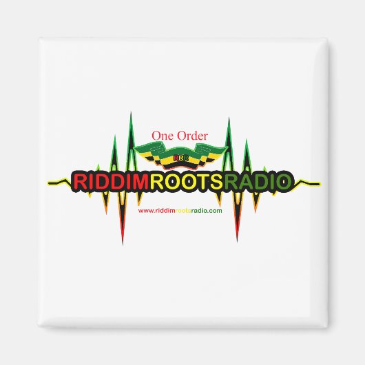 Riddim Roots Radio Square Kühlschrankmagnet (Vorne)