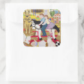 Ride-a-Cock-Horse Quadratischer Aufkleber (Tasche)