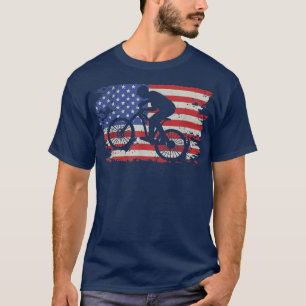 Ride Biking Cyclist USA Flag Fahrradfahrer T-Shirt