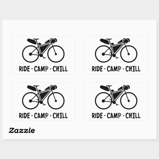 Ride Camp Chill Bikepacking Rechteckiger Aufkleber (Blatt)