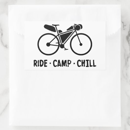 Ride Camp Chill Bikepacking Rechteckiger Aufkleber (Tasche)