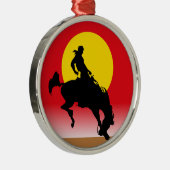 Ride 'em Cowboy Silbernes Ornament (Rechts)