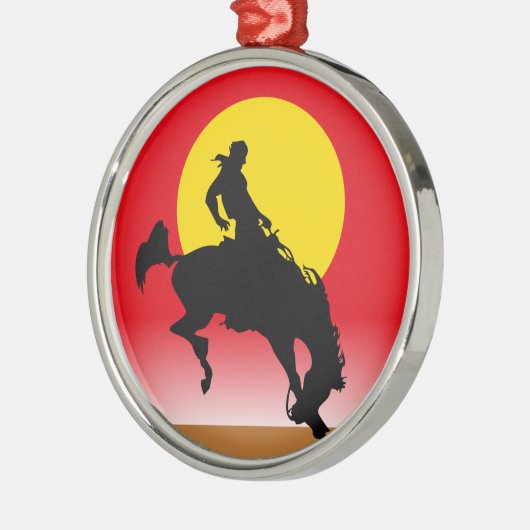 Ride 'em Cowboy Silbernes Ornament (Links)
