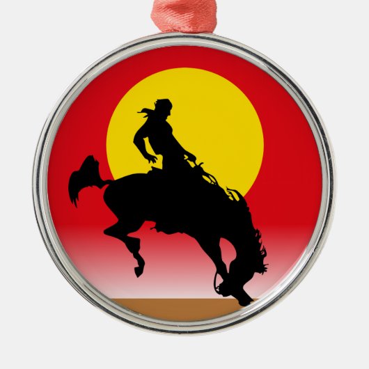 Ride 'em Cowboy Silbernes Ornament (Vorne)