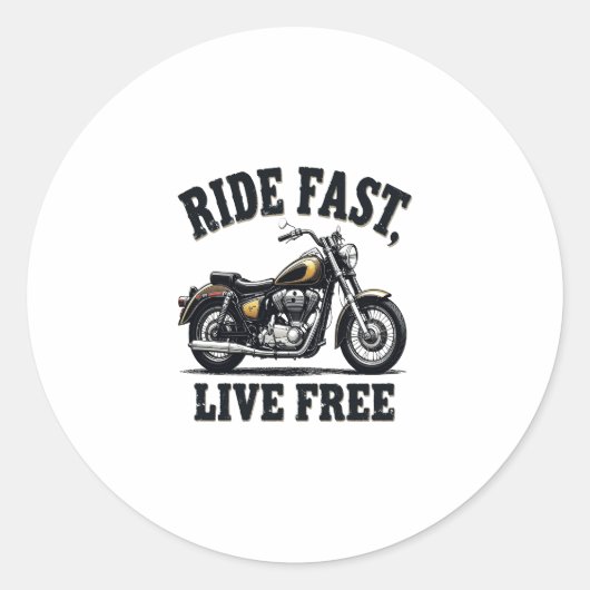 Ride Fast, Live Free Motorcycle Runder Aufkleber (Vorderseite)