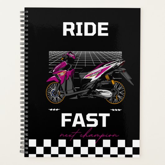 Ride Fast Notizbuch – Renn-Ästhetik Journal Planer (Vorderseite)