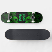 Ride Hard Green Skulls Skateboard (Horizontal)