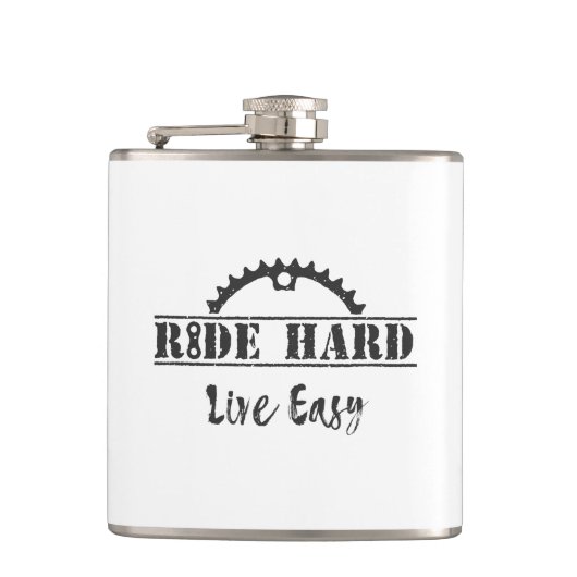 Ride Hard Live Easy Cycling Flachmann (Vorderseite)