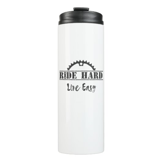 Ride Hard Live Easy Cycling Thermosbecher (Vorderseite)