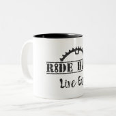 Ride Hard Live Easy Cycling Zweifarbige Tasse (Vorderseite Links)