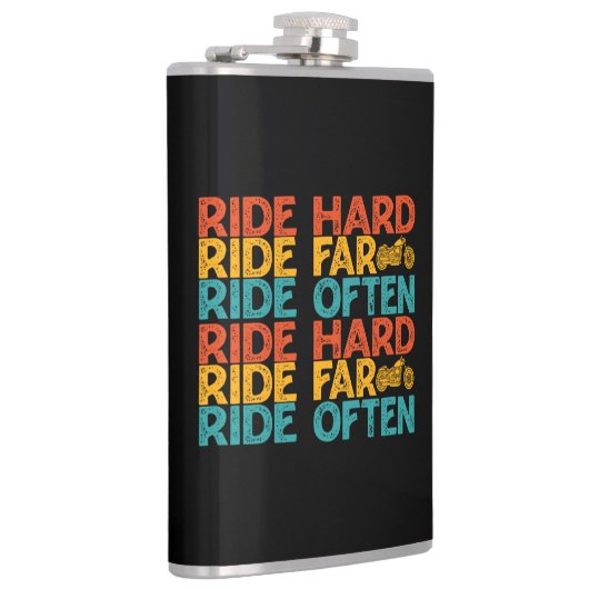 Ride-harte Fahrt Far Ride Oft Motorradfahrer Flachmann (Rechts)