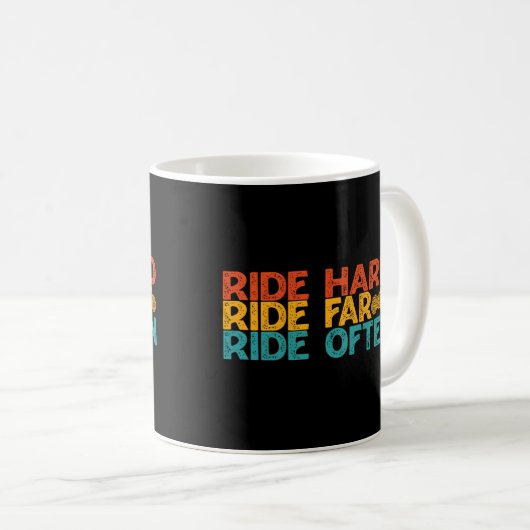 Ride-harte Fahrt Far Ride Oft Motorradfahrer Kaffeetasse (VorderseiteRechts)