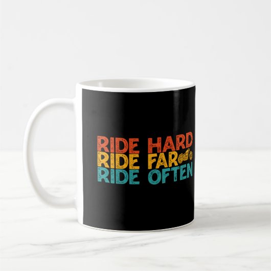 Ride-harte Fahrt Far Ride Oft Motorradfahrer Kaffeetasse (Links)