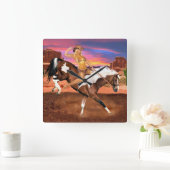 RIDE’M BRONCO COWGIRL QUADRATISCHE WANDUHR (Zuhause)