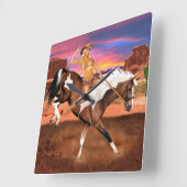 RIDE’M BRONCO COWGIRL QUADRATISCHE WANDUHR (Winkel)