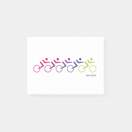 RIDE ODER DIE, Straßenfahrer Post-it Klebezettel (Vorderseite)