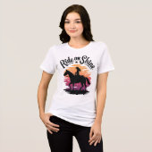 Ride oder Shine Cowgirl Sunset Design Tri-Blend Shirt (Vorderseite voll)