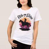 Ride oder Shine Cowgirl Sunset Design Tri-Blend Shirt (Vorderseite)