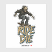 Ride Or Die Skater Skeleton -Skateboarding Graphic Aufkleber (Blatt)