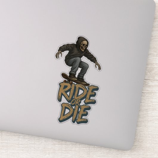 Ride Or Die Skater Skeleton -Skateboarding Graphic Aufkleber (Detail)