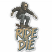 Ride Or Die Skater Skeleton -Skateboarding Graphic Aufkleber (Vorderseite)