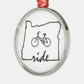 Ride Oregon (Radfahren) Silbernes Ornament (Links)
