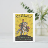 "Ride the Book Trail" Vintages Library Poster Postkarte (Stehend Vorderseite)
