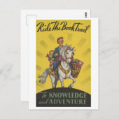 "Ride the Book Trail" Vintages Library Poster Postkarte (Vorne/Hinten)