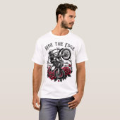 Ride the Edge" Motocross Skull & Rose Grafik T-Shirt (Vorne ganz)
