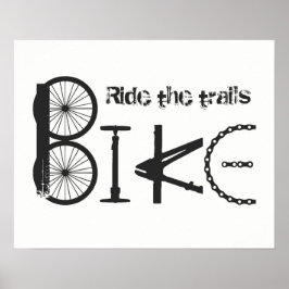 "Ride the Trails" Bike Word von Teilen Poster