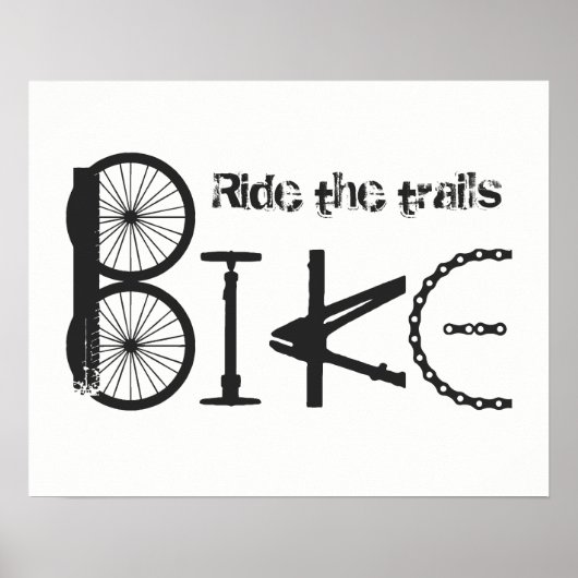 "Ride the Trails" Bike Word von Teilen Poster (Vorne)