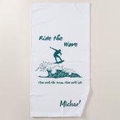 "Ride the Wave" Motivational Surfing Illustration Strandtuch (Vorderseite)