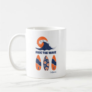 Ride the Wave Surfboards Kühne Retro-Surfart Kaffeetasse